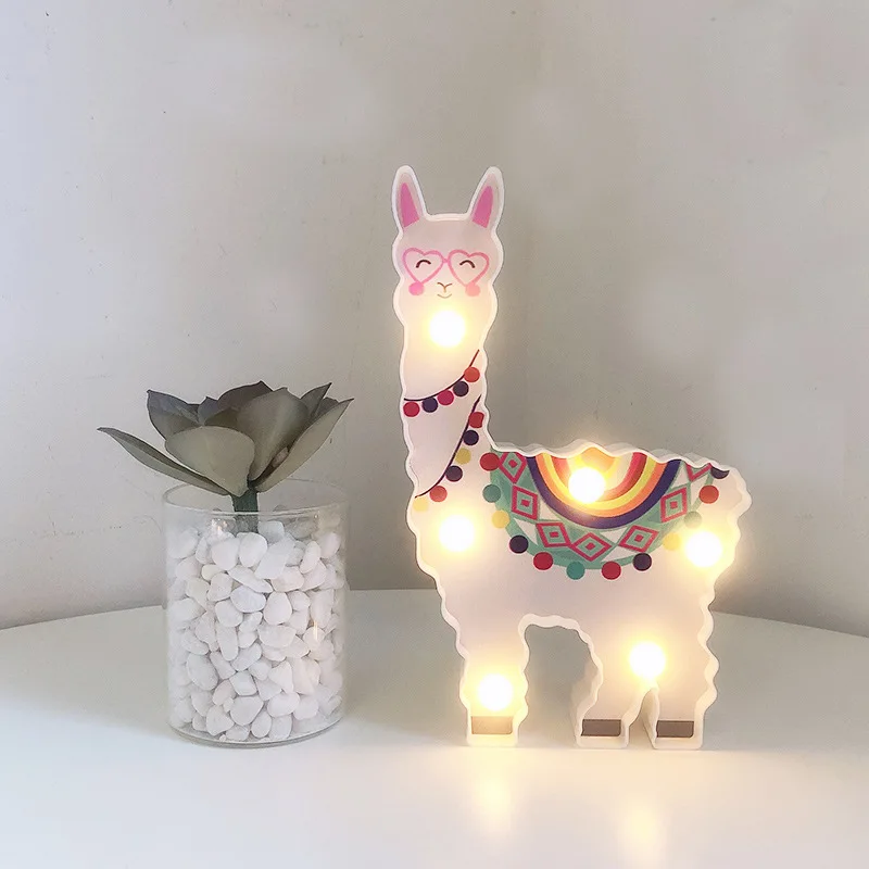 Alpaca Shape Party Decoration 3D Lamp LED Night Light for home decor bedroom Table LED Light Kids birthday Baby Shower Light