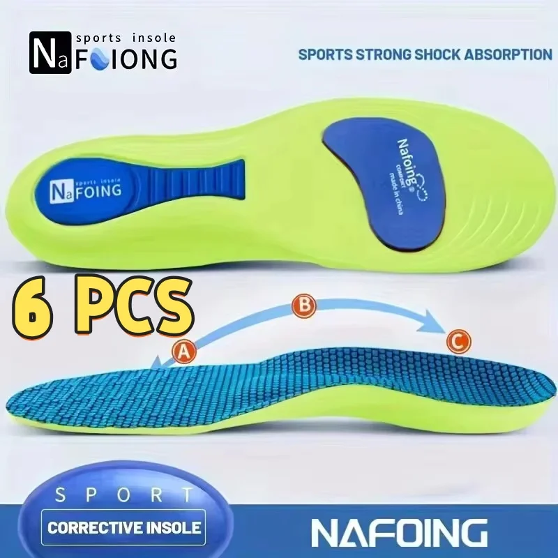 

6 PCS New Sports Elasticity Insoles Elasticity Shock Absorption Breathable Running Insoles