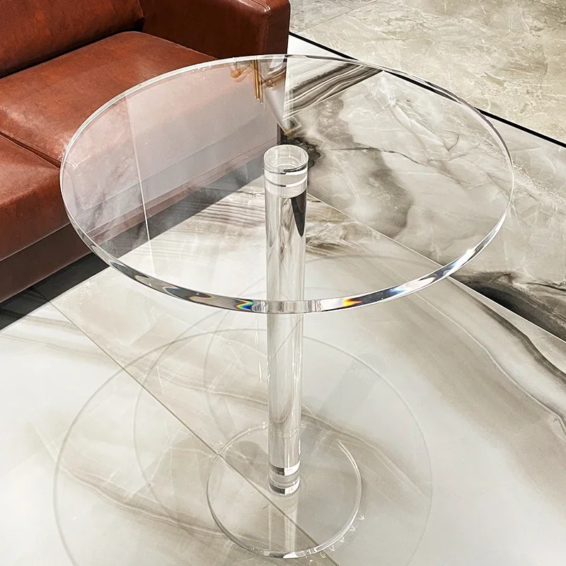 

Aesthetic Acrylic Side Table Round Minimalist Modern Coffee Tables Living Room Design Nordic Couchtisch Postmodern Furniture
