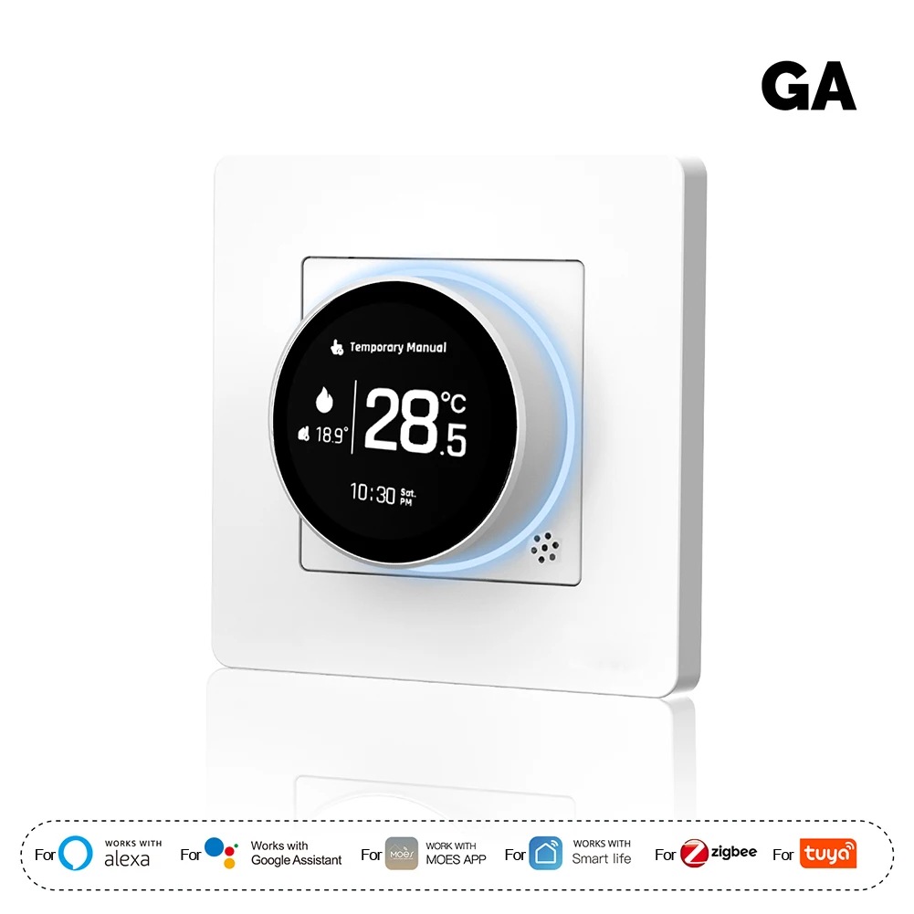 For Smart Knob Thermostat 1.82 Inch TFT Screen PC+ABS For Gas Boiler Water Electric Floor Heating Programmable Temperature Contr