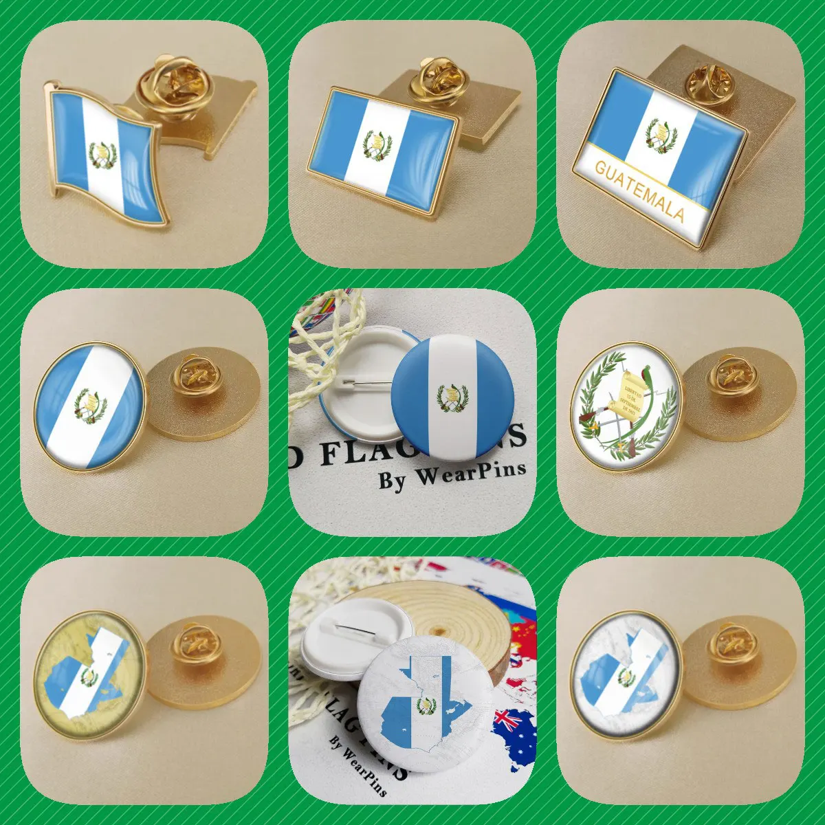 Guatemala Flag National Emblem National Flower Brooches Badges Lapel Pins