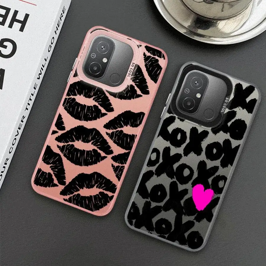 Sexy Girl Red Black Lips Kiss Phone Case for Xiaomi Redmi 12 12C 13C 5G 13 4G A1 A2 Plus A3 Poco X3 NFC X3 Pro C50 C51 C61 Cover