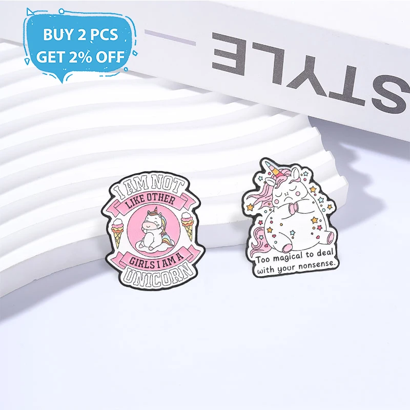 Cute Cartoon Unicorn Badge I Am A Unicorn Enamel Pins Fashion Lapel Metal Brooch Backpack Clothes Jewelry Gift for Friends