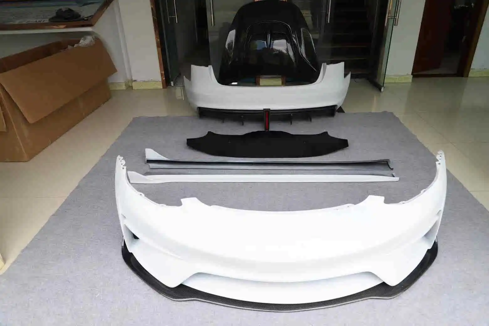 original conversion front rear bumper side skirt lip diffuser spoiker wing hood body kit for model 3 rebot body kit