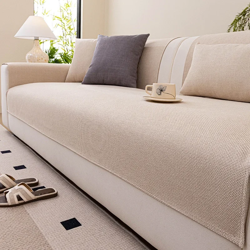 2026 New Faux Linen Sofa Pad All Season Non Slip Water Urine Proof Pet Couch Cover Soft Furniture Protector Mat for Living Room