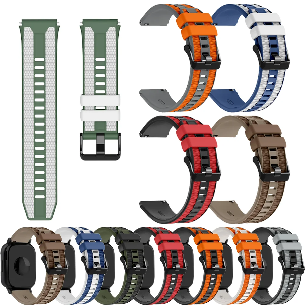 22mm Two-color Silicone Strap For Redmi Watch 5 Lite/Active Sports Wristband Redmi Watch 3 Lite/Active Huawei 5 GT6-5-4-3 46mm