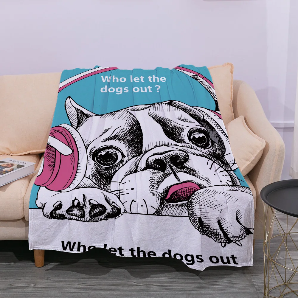 

Flannel Throw Blanket French Bulldog Dog Printed Ultra-Soft Coral Fleece Blanket for Bedroom Bed SofaTravel Couch Bedding Throws