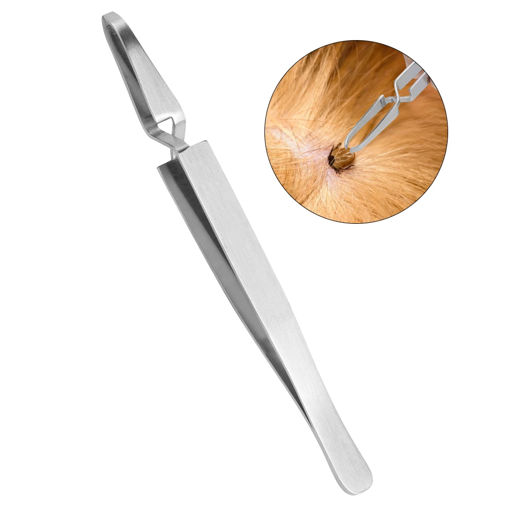 1PC Pet Flea Remover Stainless Steel Tick Removal Tool Flea Treatment Tweezers Hook Professional Tool for Cat Dog Grooming