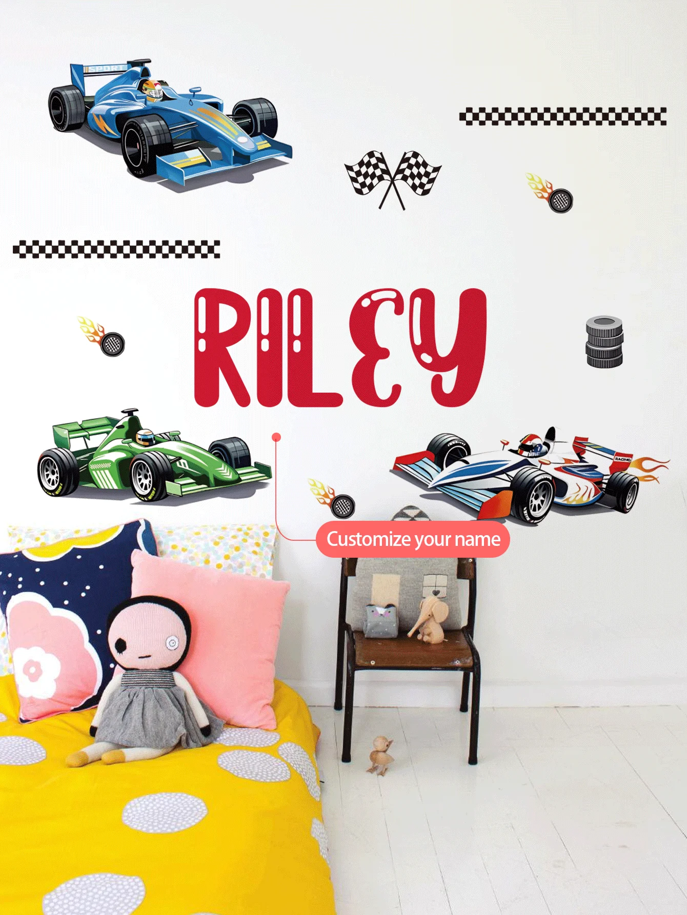 ملصق حائط مخصص [سيارة] تخصيص النص! مناسبة للمنزل والمكتب وغرفة الأطفال والمكان التجاري