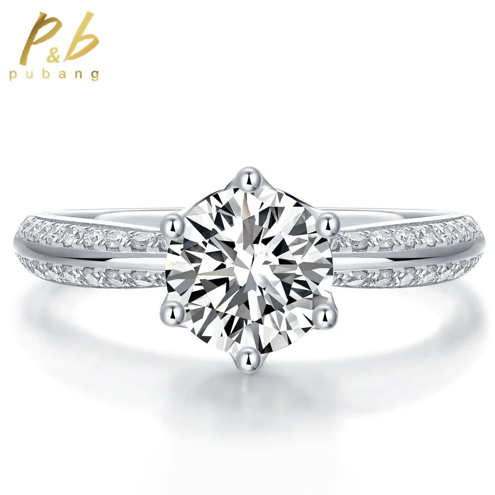 

PuBang Fine Jewelry 925 Sterling Silver Sparkling 5MM-11MM Moissanite Diamond Wedding Engagement Ring for Women Anniversary Gift