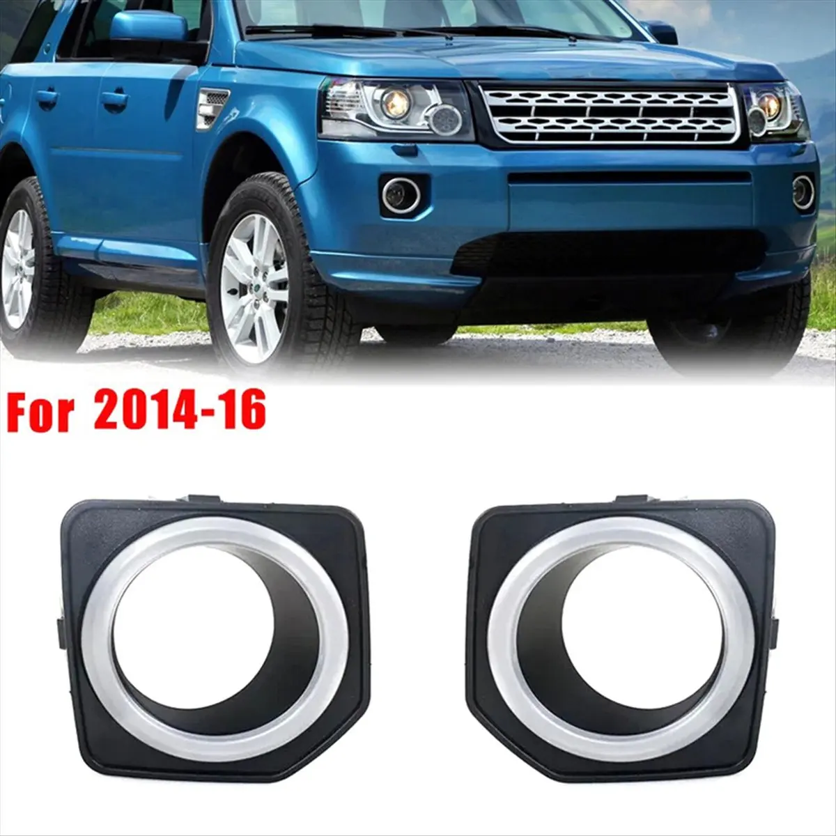 #20A 1Pair for Land Rover Freelander 2 Front Bumper Fog Lamp Cover,LR040784,(Silver & Black)