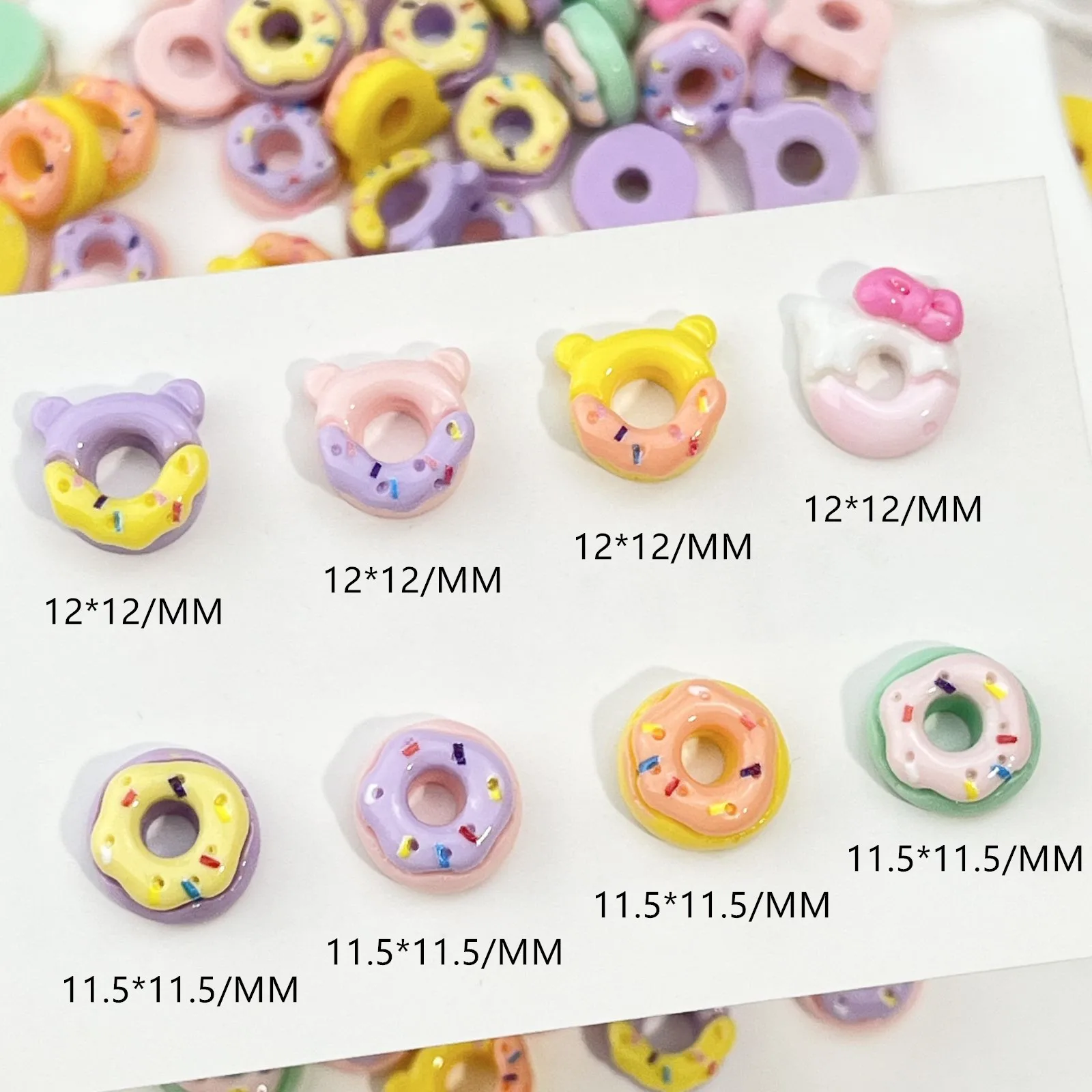 10 stks 3D Hars Cartoon Donuts Ontwerp Nail Charms Sieraden Bulk Gemengde Kleuren Donuts Nail Art Decoraties Onderdelen Kawaii Accessoires