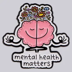 Mental Health Matters Brain Enamel Pin Brooch Pines Lapel Pins Badge on Backpack Clothes Accessories Fashion Jewelry Gift