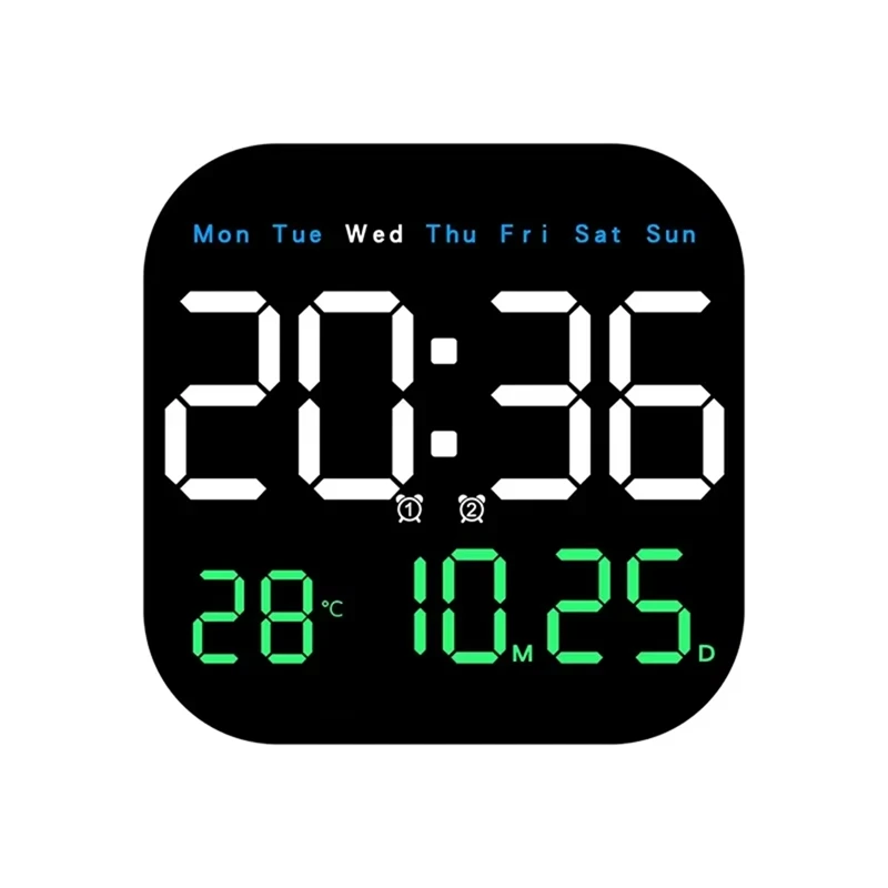 Digital LED Wall Clock With Remote Control Temperature Time Week Date Display Fashion Living Room Desktop Alarm Clock