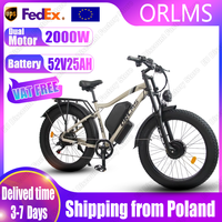 E Bike ORLMS MX500 2000W Dual Brushless Motor 52V25Ah Battery Snow Electric Bicycle 26 Inch Fat Tire City Adult Electric Bike