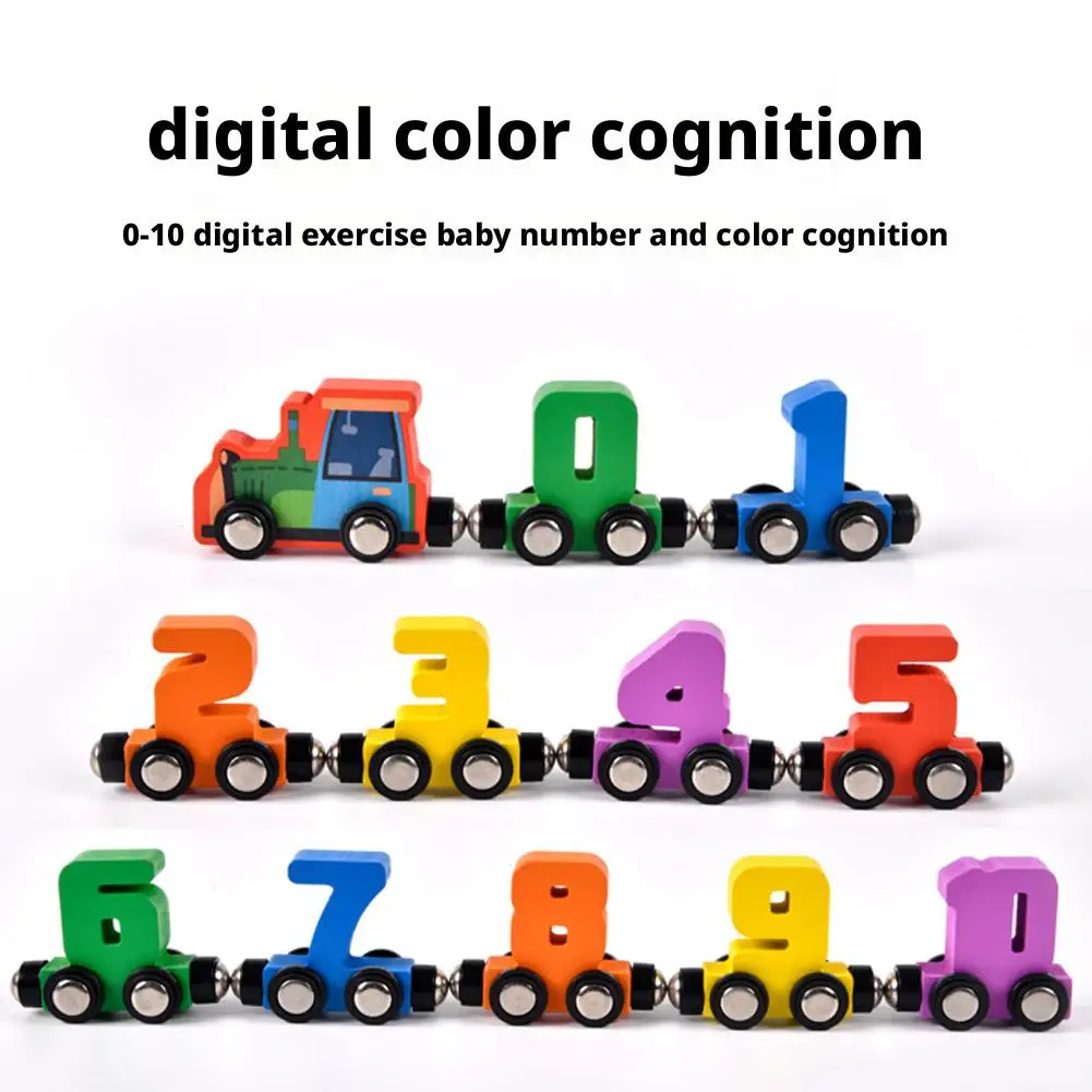 Magnetic Number Train Wooden Building Blocks Puzzle Car Early Education Montessori Toy For Kids Toddler Enlightenment Toy
