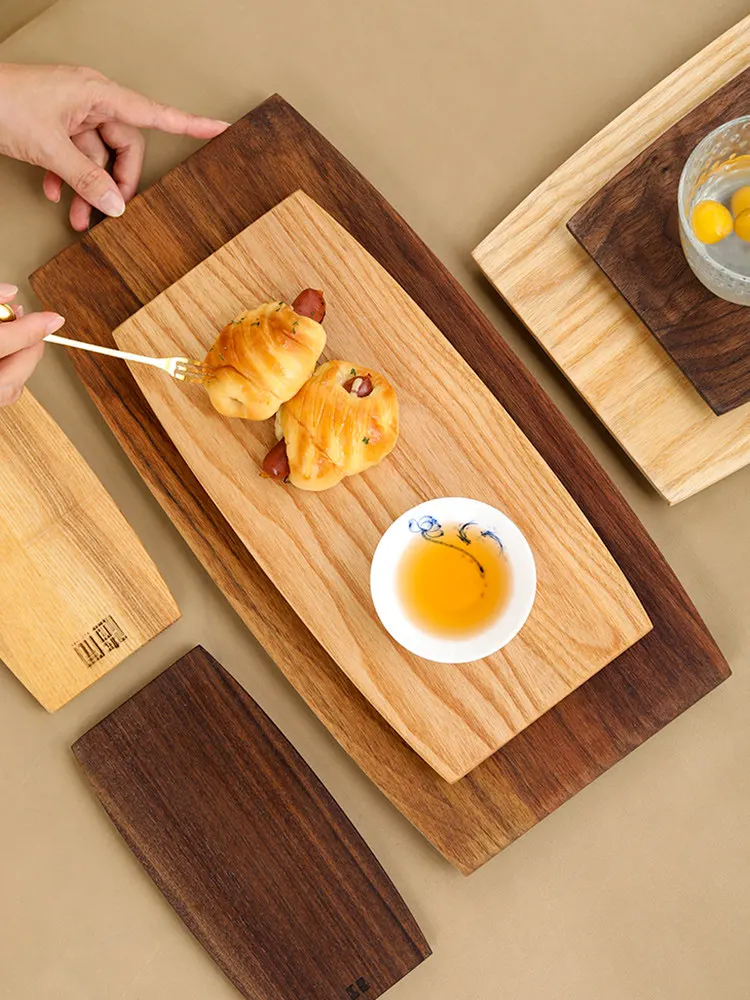 Wooden tray North American black walnut wooden tea tray Exquisite rectangular dinner Dim sum Solid wood coffee tray