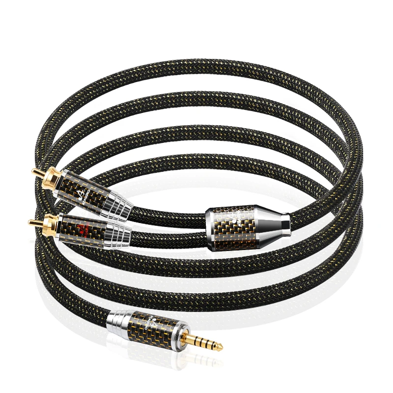 ATAUDIO Hochwertiges 4,4-mm-auf-2RCA-Kabel OCC vergoldetes symmetrisches 4,4-mm-Klinkenstecker auf 2-RCA-Stecker-Audiokabel für Lautsprecherverstärker-Player 3