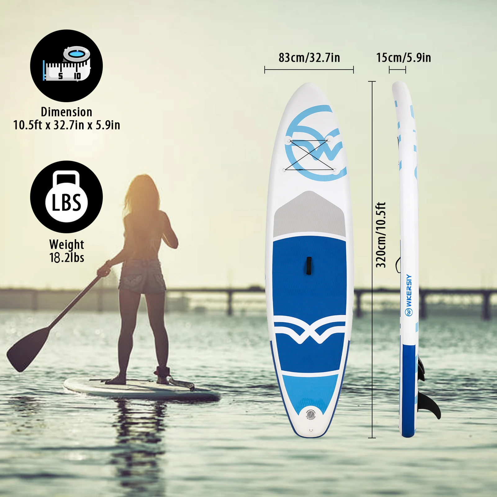 Inflatable Stand Up Paddle Board Non-Slip SU P for All Skill Levels Surf Board with Air Pump Carry Bag Leash Standing Boat