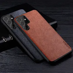 Case For Samsung Galaxy S23 Ultra Plus 5G Premium Business Style Retro Litchi Leather Back Cover for Samsung S22 Ultra Plus case