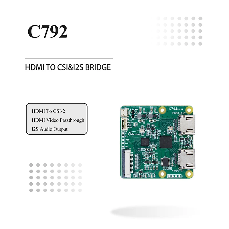 C792 HDMI-compatible To CSI & I2C Module Bridge Adapter Board Support Audio And Video Pass Through For Raspberry Pi PC