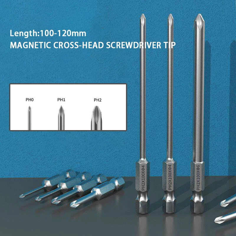 1PCS PH0 PH1 PH2 Phillips Head Magnetic Screwdriver Bit S2 Alloy Steel 100mm 120mm Long For Electric Screw Driver Repair Tool