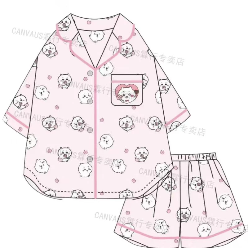 

Chiikawa Cute ハチワレ Hachiware うさぎ USAGI ちいかわ Summer Short-sleeved Shorts Pajamas Home Wear Set Can Be Worn Outdoors