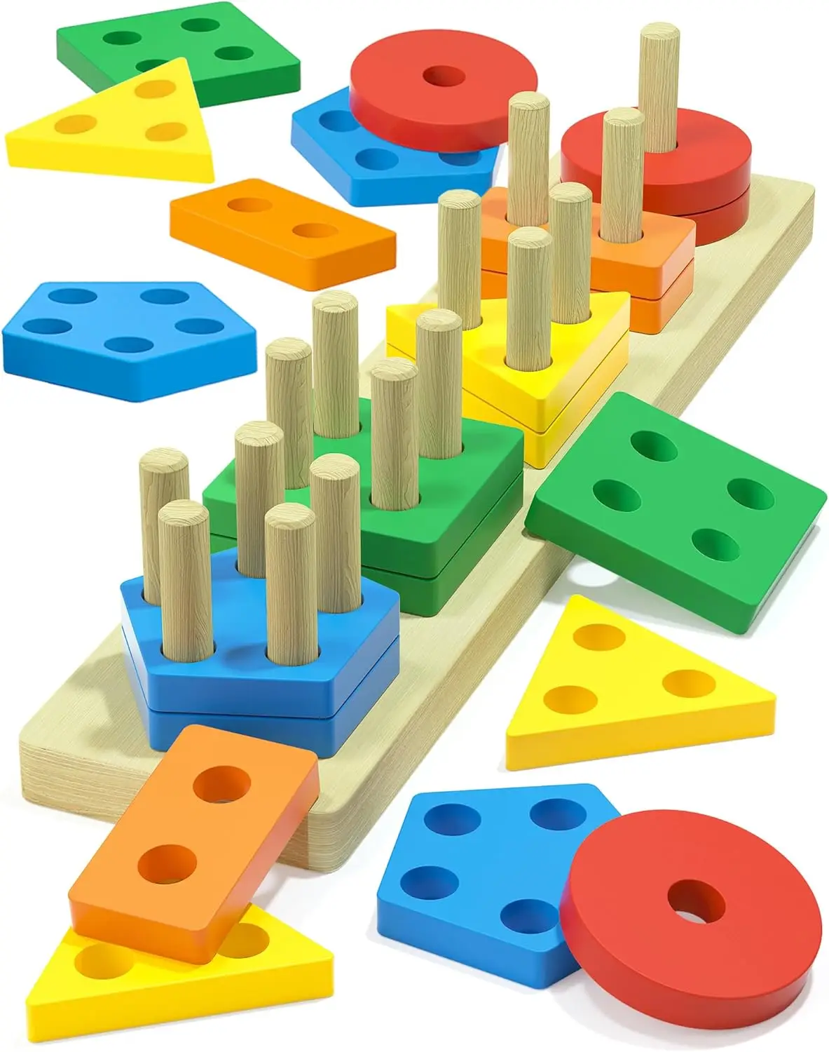 

Wooden Shape Sorter Toy for Toddlers Ages 1-3, Educational Puzzle Gift for Boys and Girls