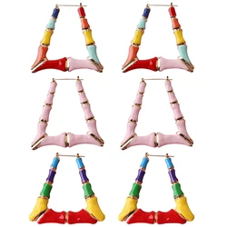 Colorful Enamel Big Bamboo Square Circle Hoop Earrings For Women Hip Hop Large Bamboo Earrings Brincos Fashion Party Jewelry