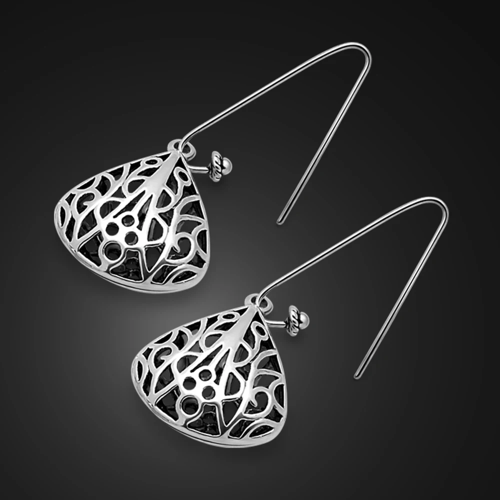 

Vintage Hollow Pattern Geometric Dangle Earrings for Women Classic Thai Silver Long Tassel Drop Earrings Party Jewelry Gift