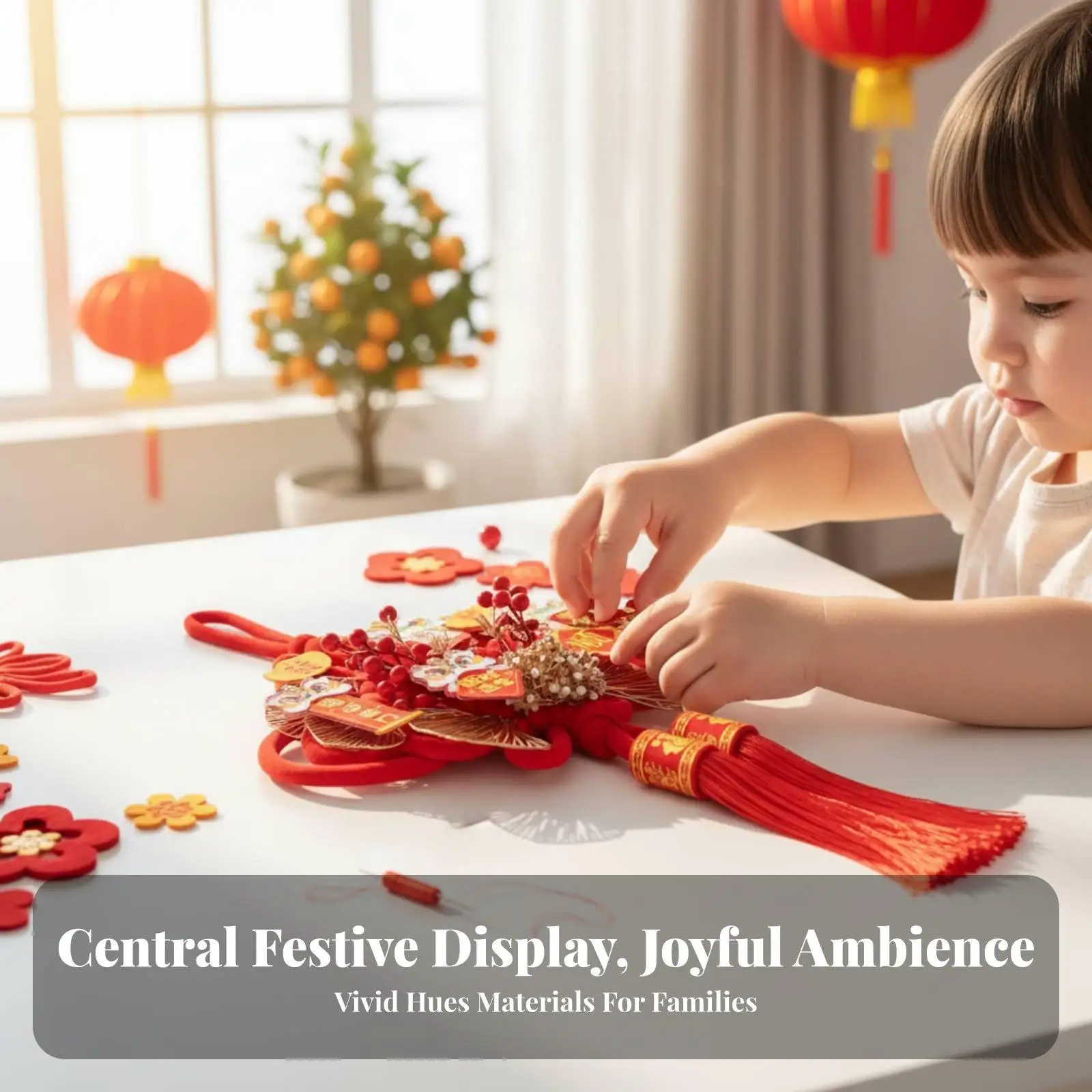 Lion Hanging Chinese Knot, DIY Kit, Non-woven Fabric, Handmade New Year Kids