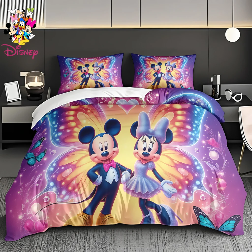 

2/3pcs Disney Mickey & Stitch Duvet Cover Set Without Filler Soft & Comfortable Bed Sheet Skin-Friendly & Breathable Bedding Set