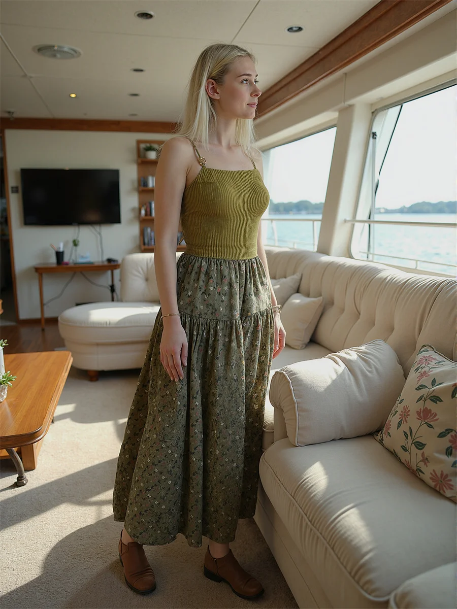 

Floral Midi Skirts Womens Polka Dot Patchwork Mesh Layered Ruffle Spring Vacation Adjustable Charming Girls Appliques