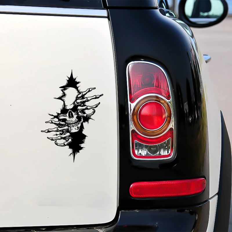 Horror Characters Skull Force Open from Cracked Series Sticker for Car Styling Automobile Window Body Halloween Decal Decoration