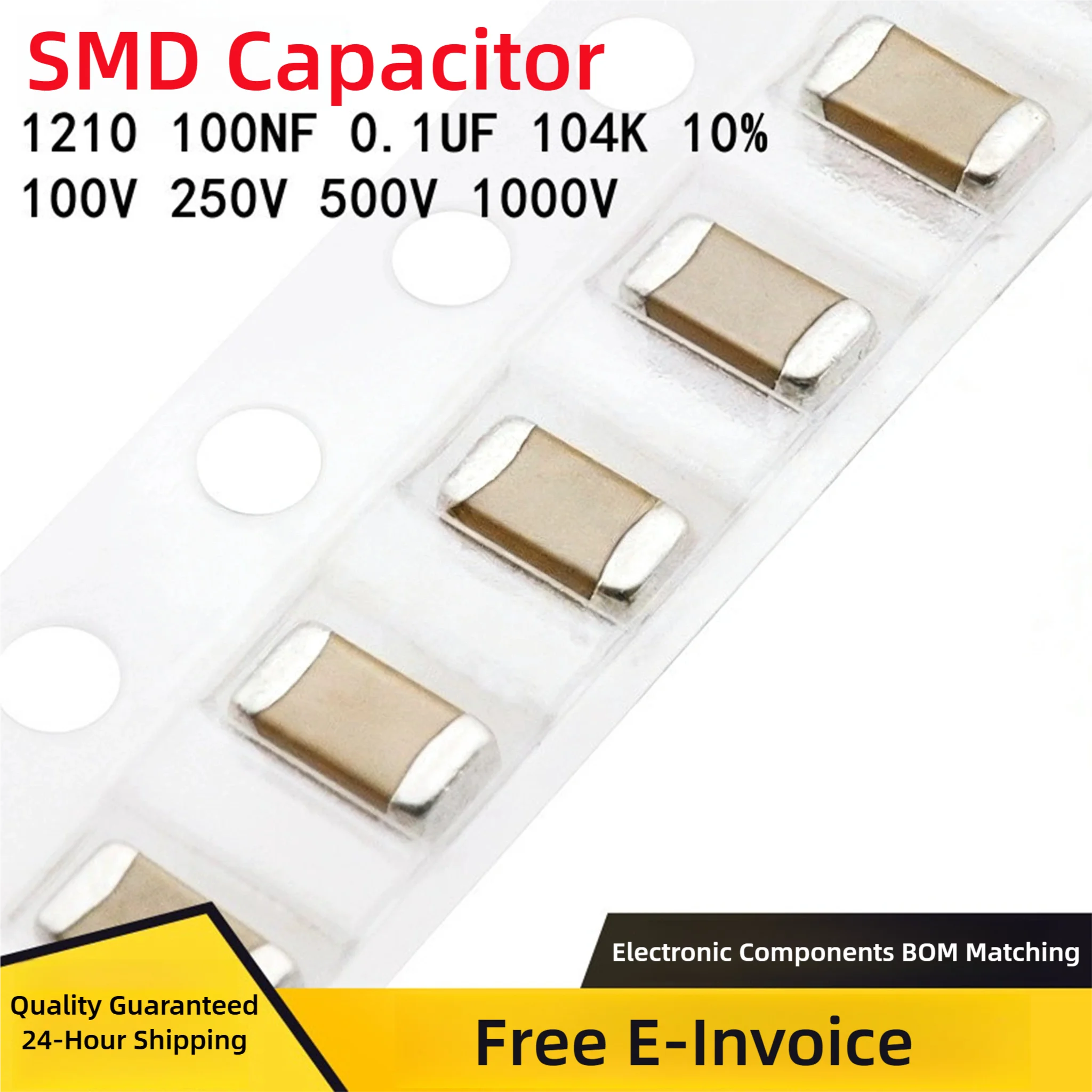 1210 100NF 0.1UF 104J ±5% NPO COG 50V 100V 250V Surface Mount Ceramic Capacitor Original Genuine Product Quality Guarantee