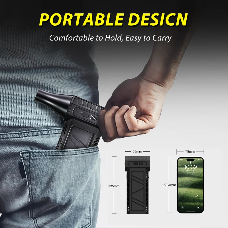 전기 에어 블로워 110000RPM 강력한 무선 에어 더스터 배터리 표시 기능 휴대용 터보 팬 자동차/PC/가정/캠핑/눈용