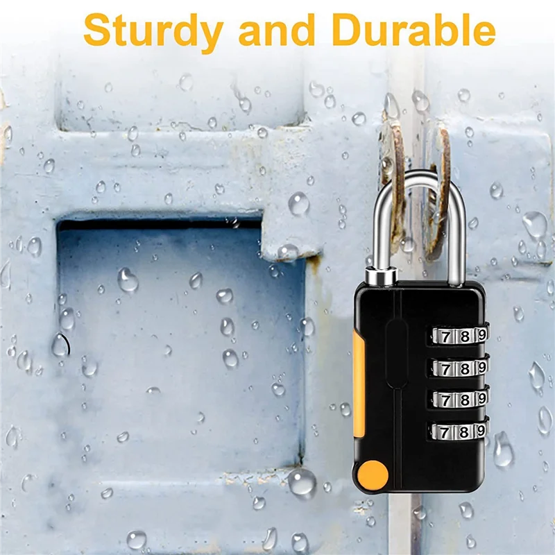 B47C 2 Piece Combination Padlock Waterproof Padlocks Black&Silver For School Gym Locker, Gate, Shed, 4 Digit Code Security Locks
