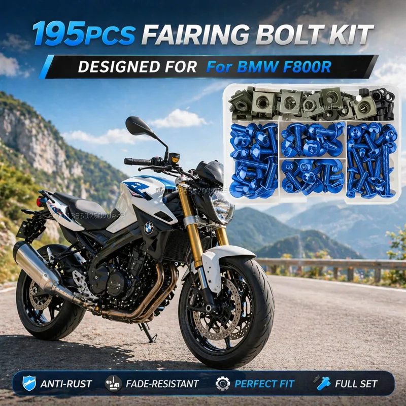195Pcs Motorcycle Aluminum Fairing Bolt Screws Kit Nut Clips For BMW F800R F 800R 800 R 2009-2016 2011 2012 2013 2014 CNC