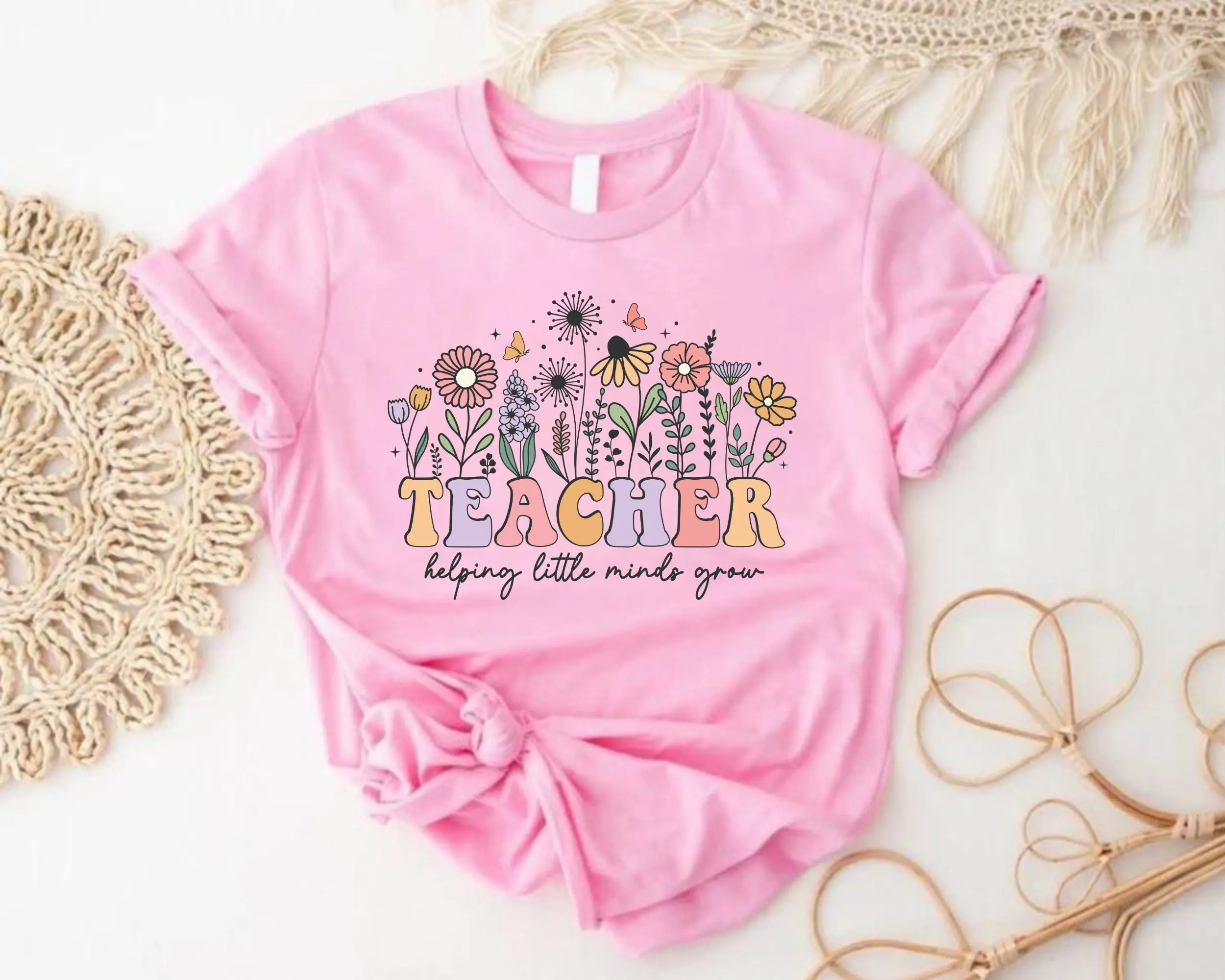 Helping Little minds Grow T Shirt Kindergarten Teacher Flower KD s Life Wildflowers