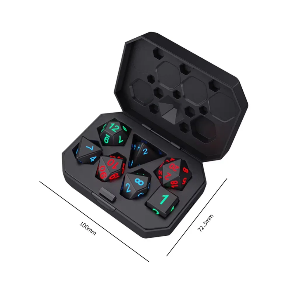 7 sztuk/zestaw Elektroniczne Świecące Kostki DND LED, Akumulatorowe Kostki Wielościenne Dungeons and Dragons, Aktywowane Ruchem — 2
