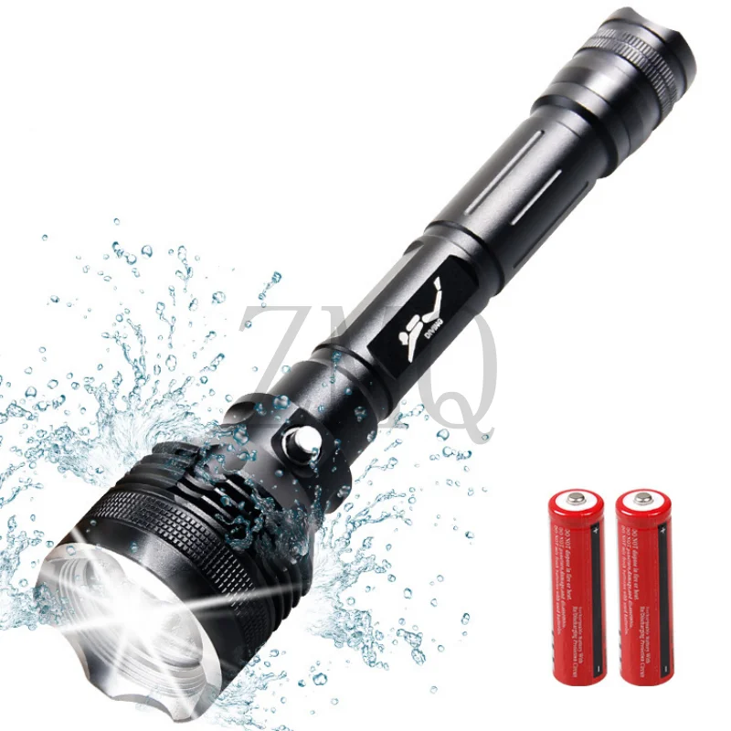 

New Powerful Waterproof Scuba Diving Flashlight XHP70.2 Yellow/White Light 6000LM Underwater Tactical Dive Torch 18650 Battery