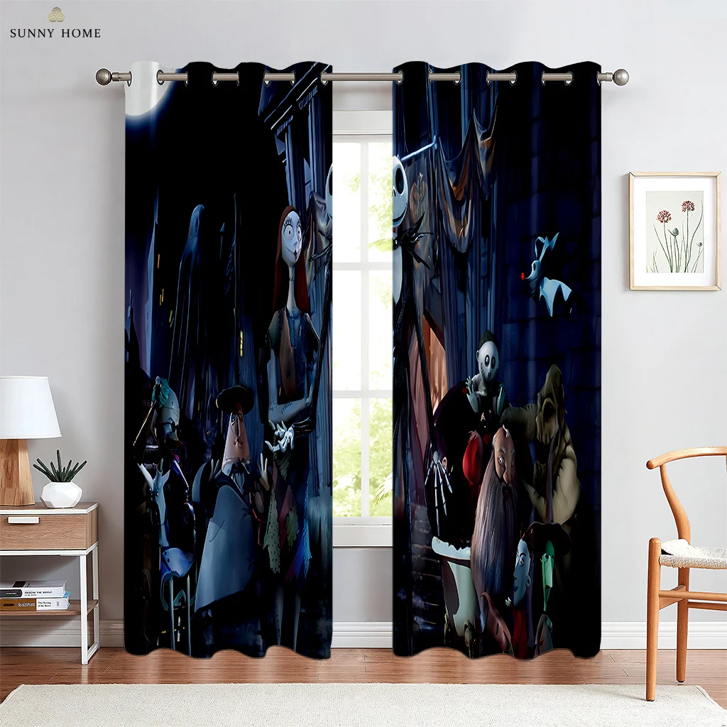 Animation Cartoon Curtains Window Curtains Christmas Halloween Decoration Curtains Bedroom Living Room Kitchen Curtains 2 Pieces