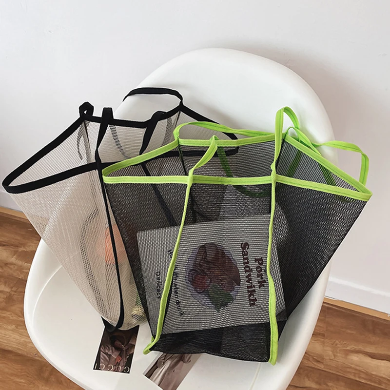 حقيبة شاطئ ذات سعة كبيرة، حقيبة حمل شبكية خفيفة الوزن، حقيبة تسوق عصرية ومتعددة الاستخدامات للسفر للنساء