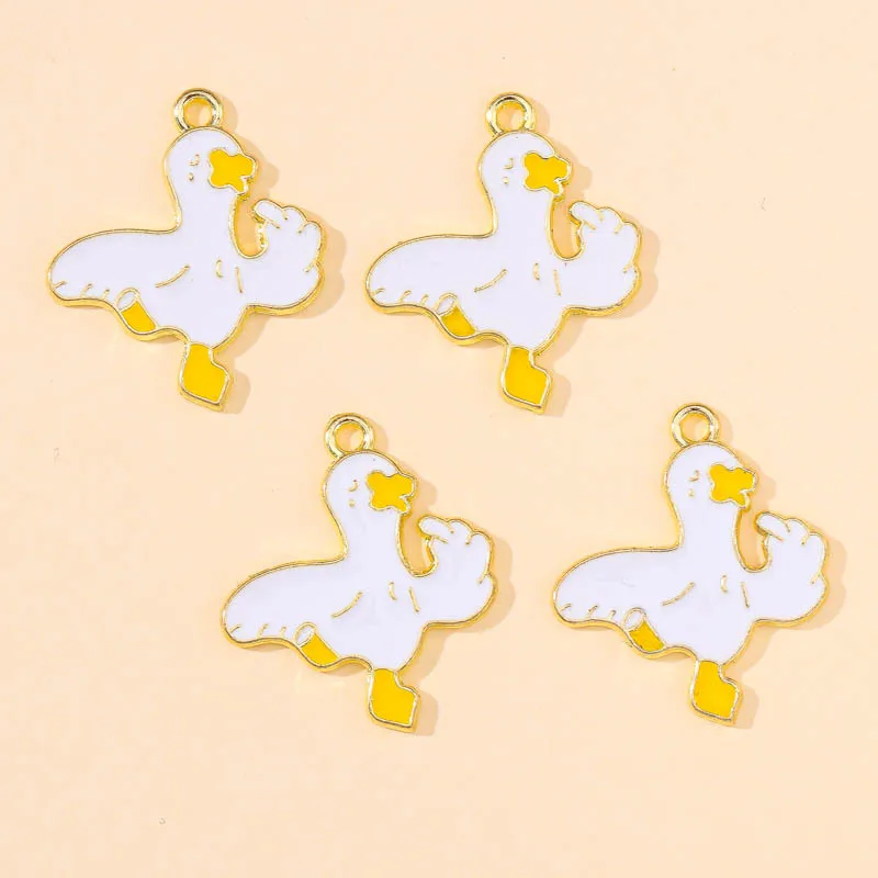 20 pcs/lot Fashion Alloy Enamel Duck Pendant Accessories Charms for Women, Earrings/Necklace Handmade DIY Jewelry