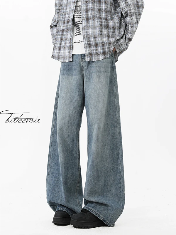 

Мужские джинсы American Sle Knife Bamboo Node, весенне-осенние, свободного прямого кроя, в стиле High Street, с идеальной посадкой, удлиненные, широкие штанины