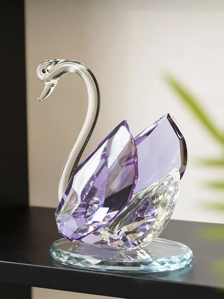 Light Luxury Home Decor Crystal Swan Wine Rack High-end Living Dining Room Wine Cabinet Candlelight Dinner Decorative Figurines