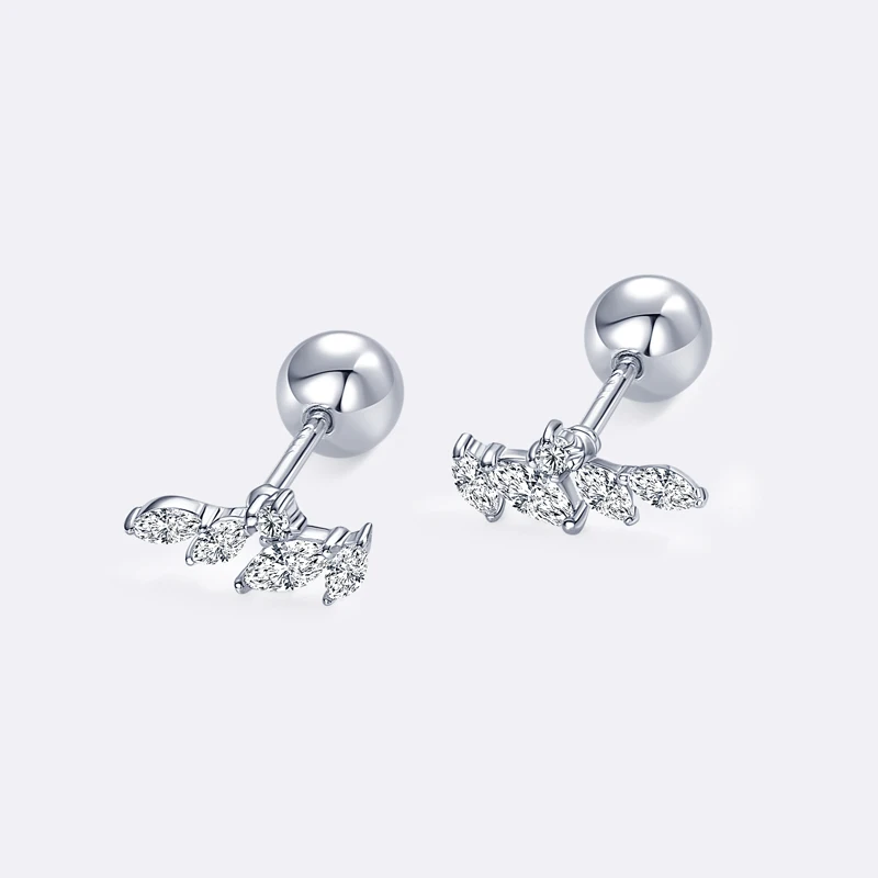 

2024 Trendy Leaf-Shaped Stud Earrings Marqusie Cut Moissanite Piercing Earrings 100% 925 Silver for Women GRA Certified Jewelry