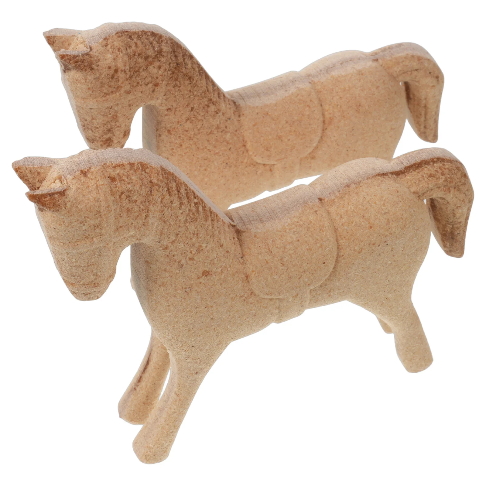 

2Pcs Wood Horse Decorations Unpainted Carved Animal Statues DIY Paintable Wooden Horse Craft for Desk Office Western Party