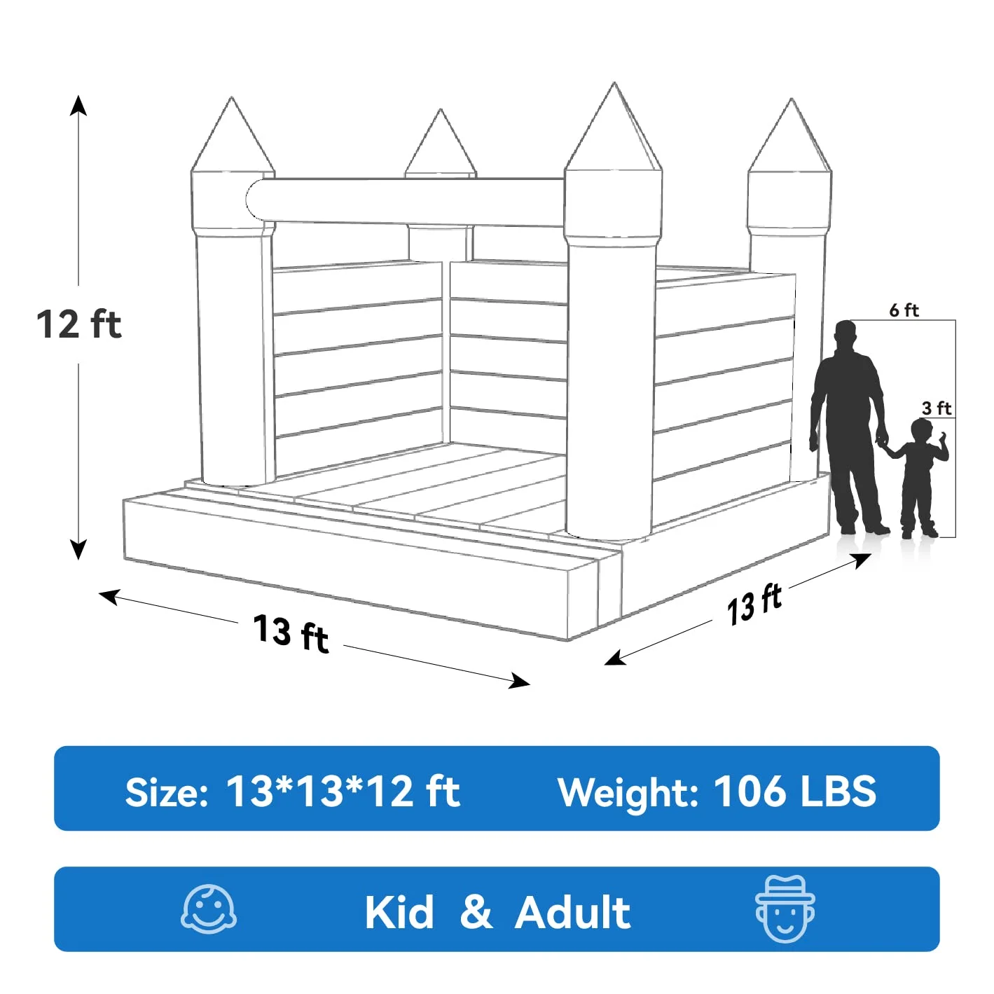 Grande castelo inflável Jumper Bouncy, casa colorida para crianças e adultos, festa de casamento, recém-comercial, 10 13ft