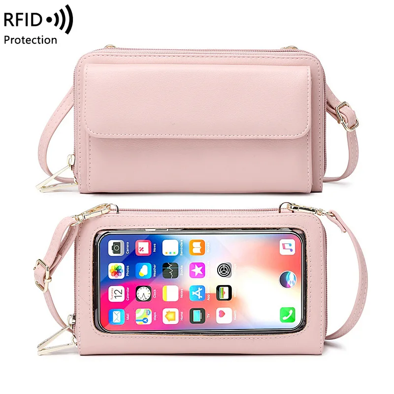 New Fashion Square Bags Female Shoulder Bags Touch Screen Phone Case Crossbody Bags Leisure New Niche Wallets Mobile Phone Bags